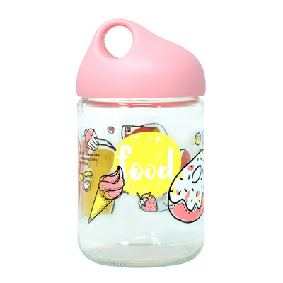 Pink Glass Jar Airtight Pastel Lid 500Ml Storage Canisters Food Container from B&Q