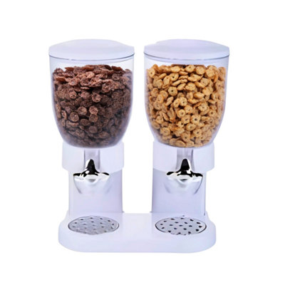 Cereal Dispenser Double White Plastic Dry Food Container Food Storage 3.5L Each from B&Q