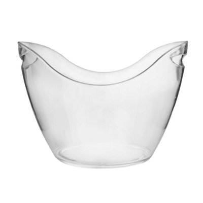 Ice Bucket With Handles Plastic Clear Lightweight Party Beverage Cooler Tub 2.8L