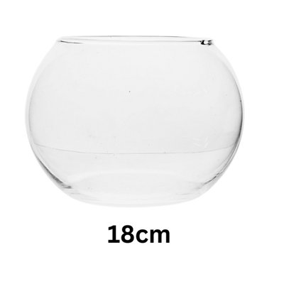  - Clear Glass Bowl Vase 18Cm Decorative Home Accent Minimalist Jar Fishbowl