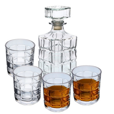 Whisky Decanter 900Ml And 4Pcs Glass 300Ml Set Bourbon Scotch Storage Barware