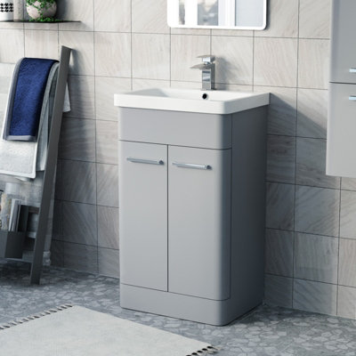 Nes Home Afern Matte Grey 500mm Freestanding Basin Vanity Unit from B&Q