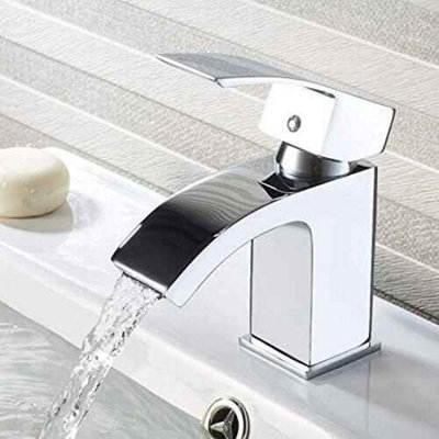 Basin Mixer Tap Chrome Waterfall Bathroom Sink Mono Faucet Waste Set