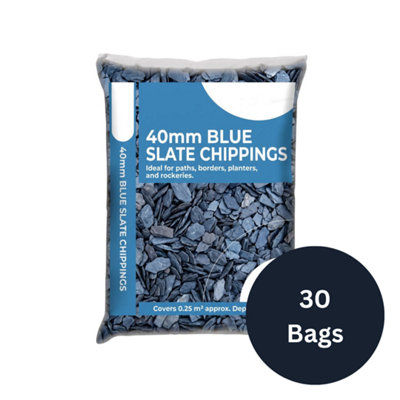  - 40mm Blue Slate Chippings 20Kg Bag (X30 Bags)