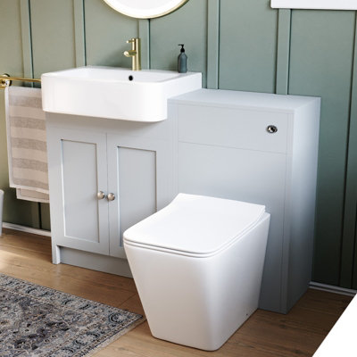B&Q -  Matte Grey 1100mm Traditional Vanity Basin Wc Unit & Toilet Unit