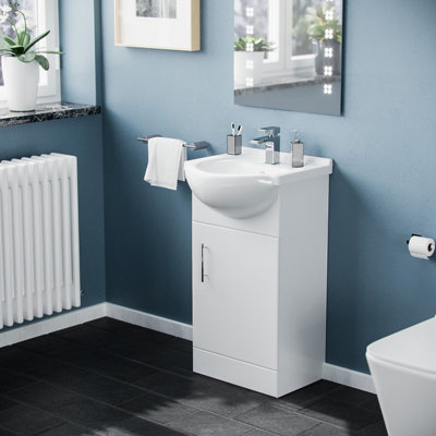 Nes Home Dyon 450mm White Floorstanding  Vanity Basin UnitFlat Pack from B&Q