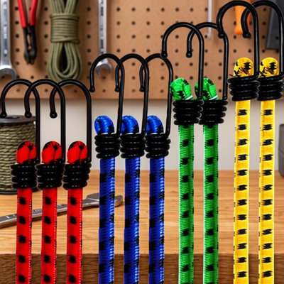 Bungee Cords Heavy Duty Elastic Straps With Hooks 40Cm To 1M 10Pc from B&Q