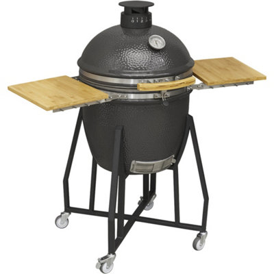 56cm Ceramic Kamado Egg BBQ Grill & Smoker - Charcoal & Wood Fired Garden Cooker