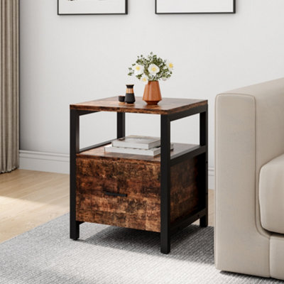 56cm H x 45cm W x 45cm D Wooden Bedside Table Bedroom Nightstand Side Table with Drawer