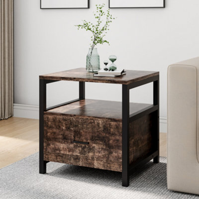 56cm H x 55cm W x 51cm D Wooden Bedside Table Bedroom Nightstand Side Table with Drawer