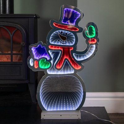 56cm Infinity Light up Standing Snowman Christmas Decoration with Multi ...