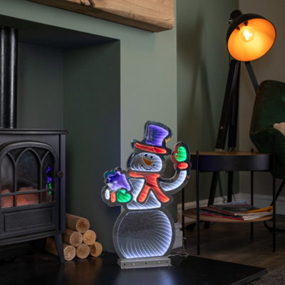 56cm Infinity Light up Standing Snowman Christmas Decoration with Multi ...