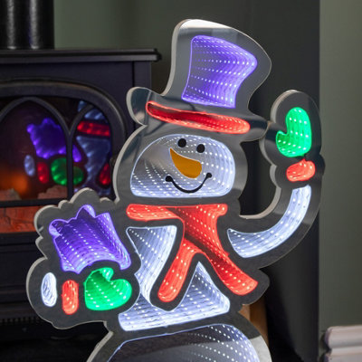 56cm Infinity Light up Standing Snowman Christmas Decoration with Multi ...