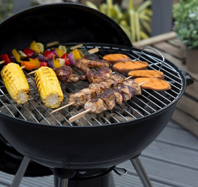 56cm Kettle Charcoal BBQ in Black Large Grill for Outdoor Cooking