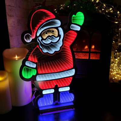 56cm LED Infinity Christmas Light Standing Santa Decoration with Metal Base