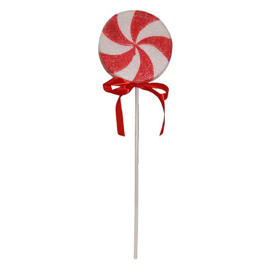 56cm Red and White Spiral Candy Cane with Stem | DIY at B&Q