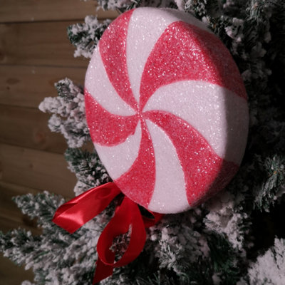 56cm Red and White Spiral Candy Cane with Stem