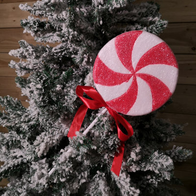 56cm Red and White Spiral Candy Cane with Stem