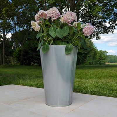 56cm Zinc Galvanised Silver Cone Planter