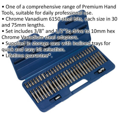 56pc TRX-Star SECURITY / Hex / Spline Socket Bit Set - 3/8" & 1/2" Square Drive