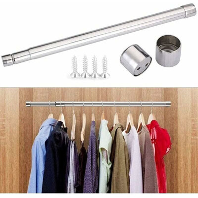 57 100cm Retractable Clothes Rail Extendable Closet Rod Wardrobe Rod ...