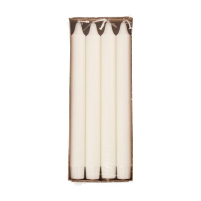 B&Q -  White Stearin Dinner Candles Pack Of 8