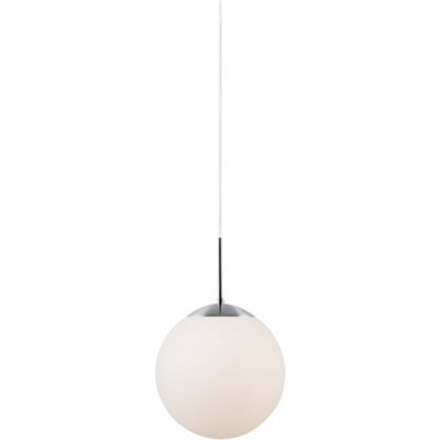 Nordlux Cafe Glass Pendant Light Hand Blown Glass White,mains from B&Q