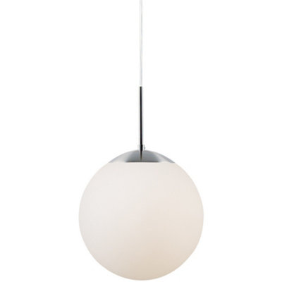 Nordlux Cafe Glass Pendant Light Hand Blown Glass White,mains from B&Q