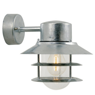 B&Q -  Blok Outdoor Galvanized Steel Wall Light Coastal/marine Safe Silver,mains