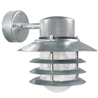 Nordlux Veje Outdoor Galvanized Steel Wall Light Coastal/marine Safe Silver,mains from B&Q