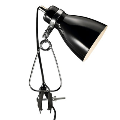 B&Q -  Cyclone Indoor Clamp Lamp Black Metal E14 Adjustable HeadMains PoweredIp20
