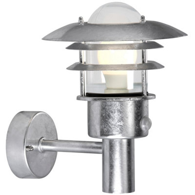 Nordlux Lonstrup Industrial Outdoor Galvanized Steel Wall Light Coastal/marine Safe SilverMains from B&Q