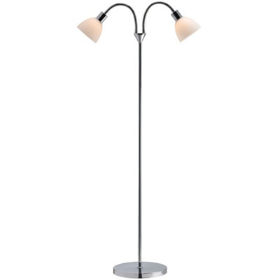 B&Q -  Ray Metal Floor Lamp Dual Head Silver,mains