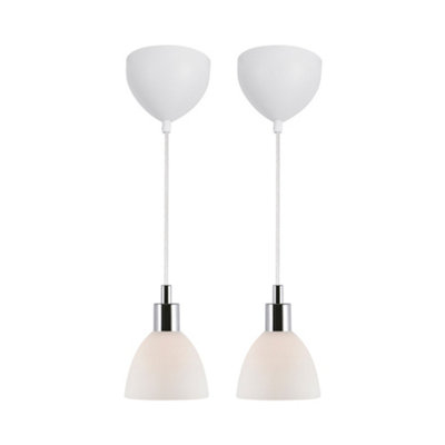Nordlux Ray Glass Pendant Light 2 Pack Silver,mains from B&Q