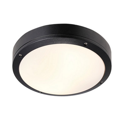 B&Q -  Desi Outdoor Aluminium Ceiling Light Dual Mount Black,mains