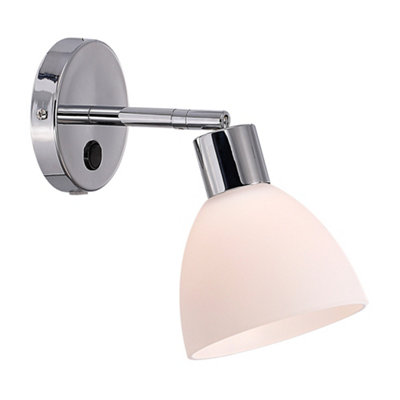 B&Q -  Ray Metal Wall Light  Silver,plug In Or Mains