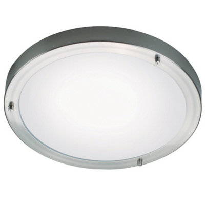 Nordlux Ancona Glass Ceiling Light Bathroom Safe Silver,mains from B&Q