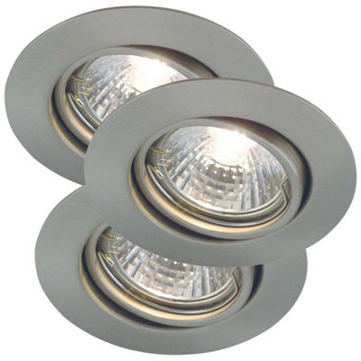 B&Q -  Triton Indoor Downlight Silver Metal Gu10 3 PackMains PoweredIp23