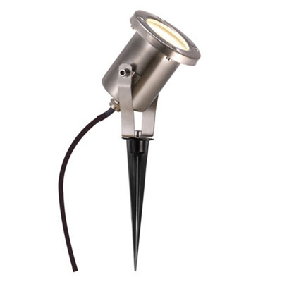 B&Q -  Taurus Outdoor Stainless Steel Spot Light Adjustable Head Silver,mains