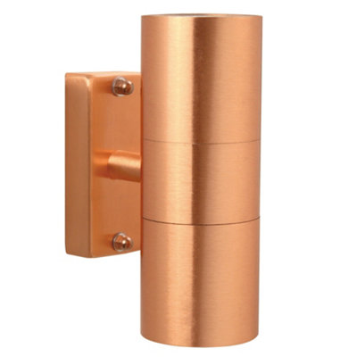 B&Q -  Tin Double Outdoor Patio Terrace Garden Wall Light In Copper (Height) 17Cm