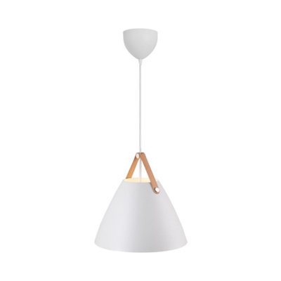 B&Q -  Strap Modern Metal Pendant Light Brown & Black Strap WhiteMains