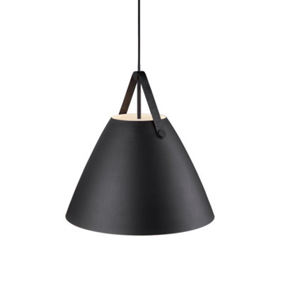 B&Q -  Strap Metal Pendant Light Hanging Effect  Black,mains
