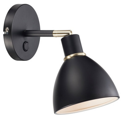 B&Q -  Ray Metal Wall Light  Black,plug In Or Mains