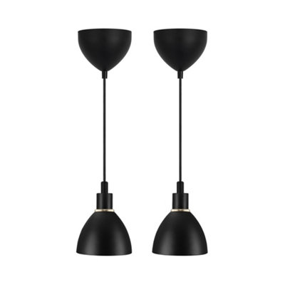 B&Q -  Ray Metal Pendant Light 2 Pack Black,mains