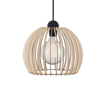 B&Q -  Chino Wood Pendant Light Easy Assembly  Brown,mains