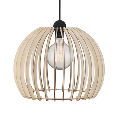 B&Q -  Chino Wood Pendant Light Easy Assembly  Brown,mains