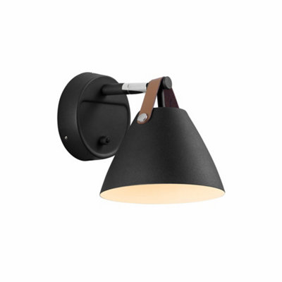 B&Q -  Strap Metal Wall Light  Black,plug In Or Mains