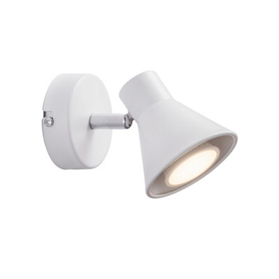 B&Q -  Eik Metal Wall Light  White,plug In Or Mains
