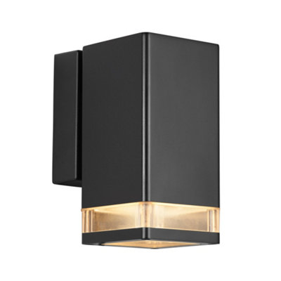 B&Q -  Elm Outdoor Aluminium Wall Light Ring Light Black,mains