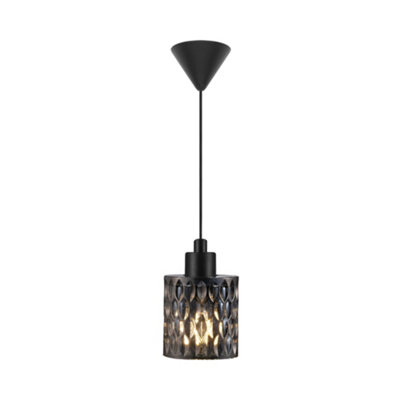 Nordlux Unisex Black Hollywood Pendant Light Smoked Glass Dining Room E27 Mains - Image 6